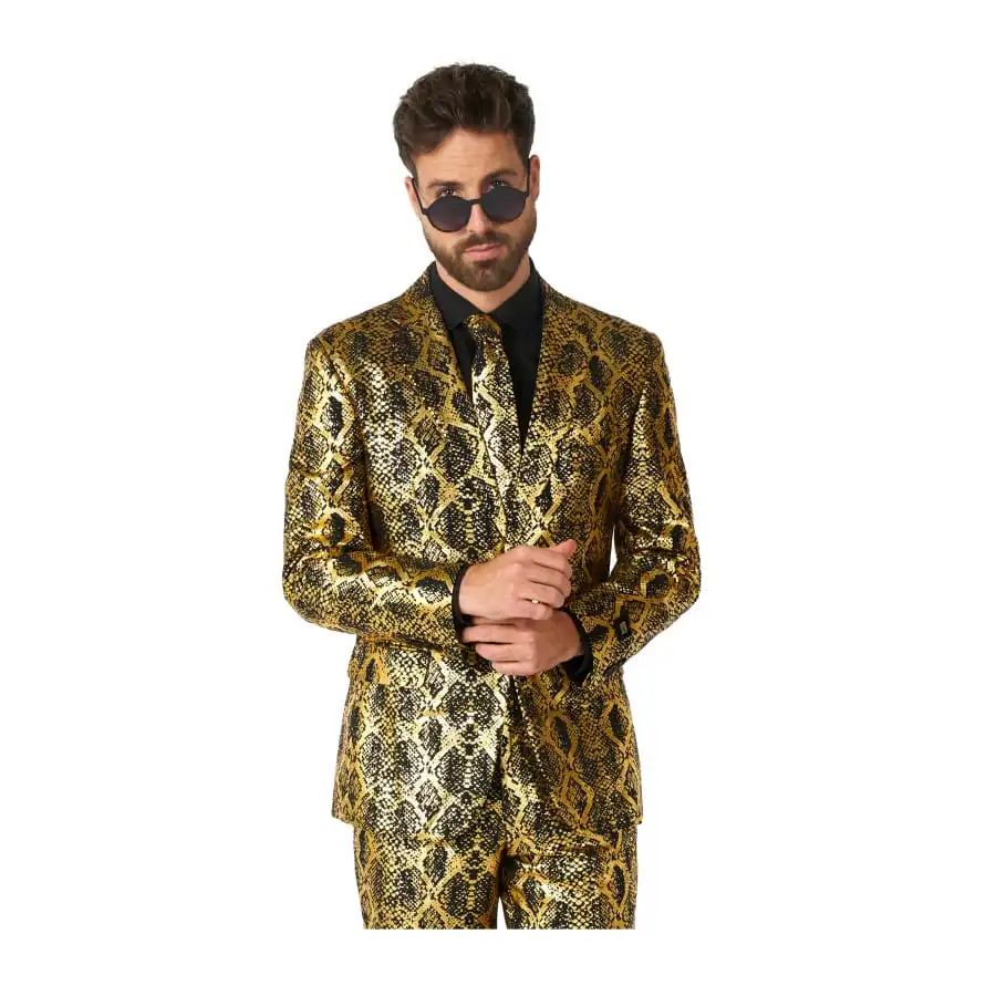 Costume 3 Pièces Effet Peau De Serpent Doré 1 Costume 3 Pièces Effet Peau De Serpent Doré