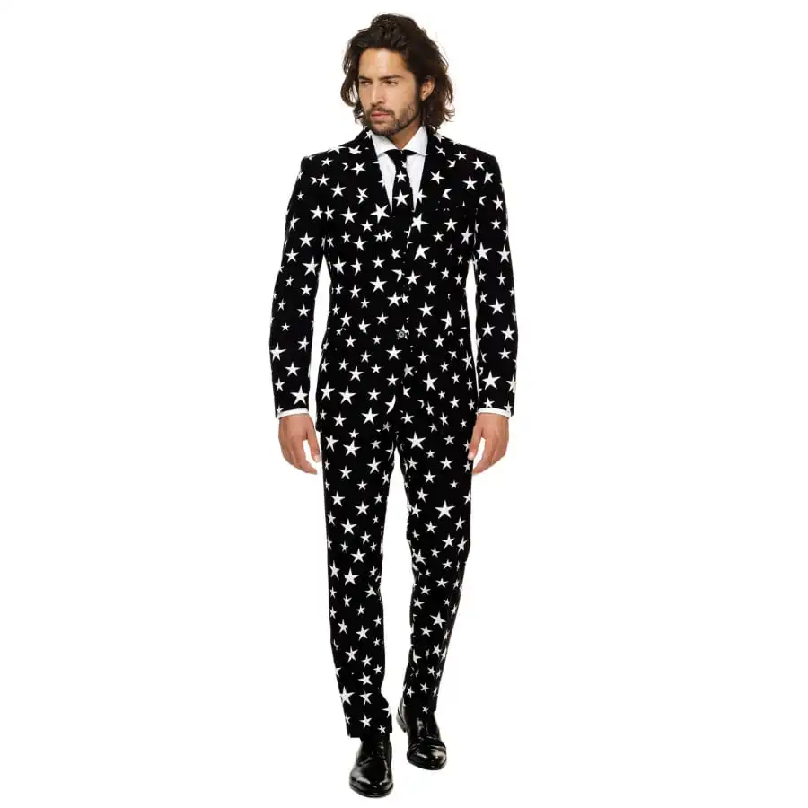 Costume 3 Pièces étoiles Sur Fond Noir 1 Costume 3 Pièces étoiles Sur Fond Noir