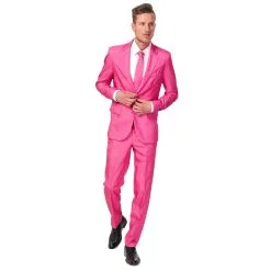 Costume 3 Pièces Rose Uni Pour Homme