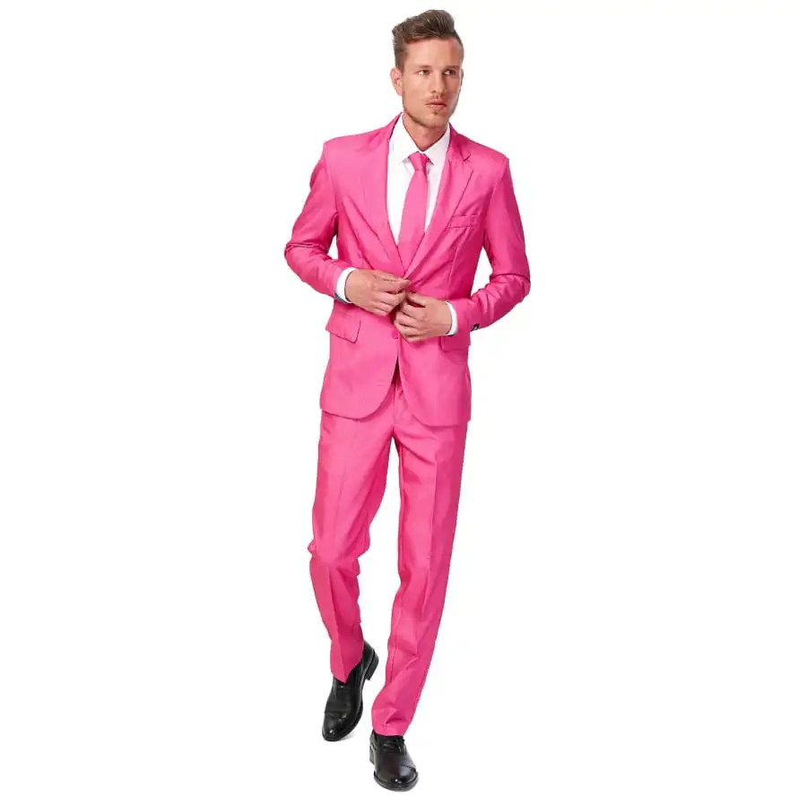 Costume 3 Pièces Rose Uni Pour Homme 1 Costume 3 Pièces Rose Uni Pour Homme