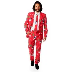 Costume 3 Pièces Rouge Motifs De Noel