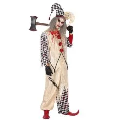 Costume D'Arlequin Blanc Et Noir Ensanglanté Homme