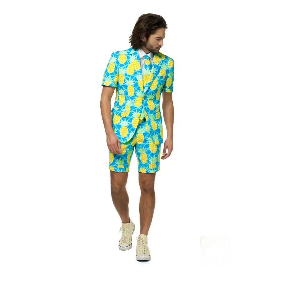 Costume D'été 3 Pièces Motif Ananas Pour Homme 4 Costume D'été 3 Pièces Motif Ananas Pour Homme – Image 4