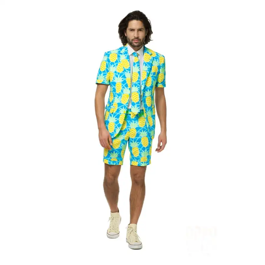 Costume D'été 3 Pièces Motif Ananas Pour Homme 1 Costume D'été 3 Pièces Motif Ananas Pour Homme