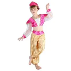 Costume Danseuse Orientale Rose Et Or Pour Fille