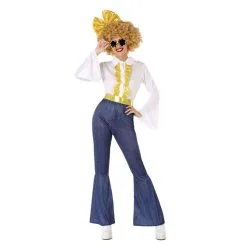Costume De Danseuse Disco Jeans Et Doré, Adulte