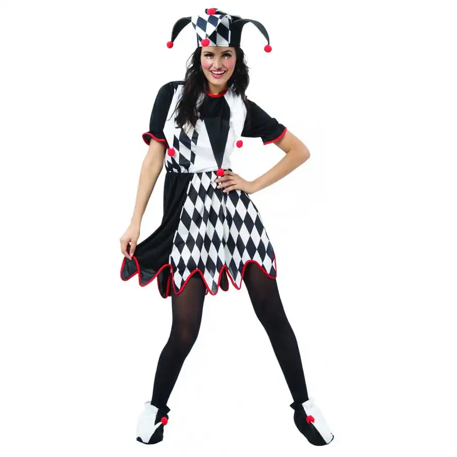 Costume De Femme Bouffon Noir Et Blanc 4 Costume De Femme Bouffon Noir Et Blanc – Image 4