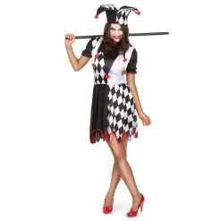 Costume De Femme Bouffon Noir Et Blanc