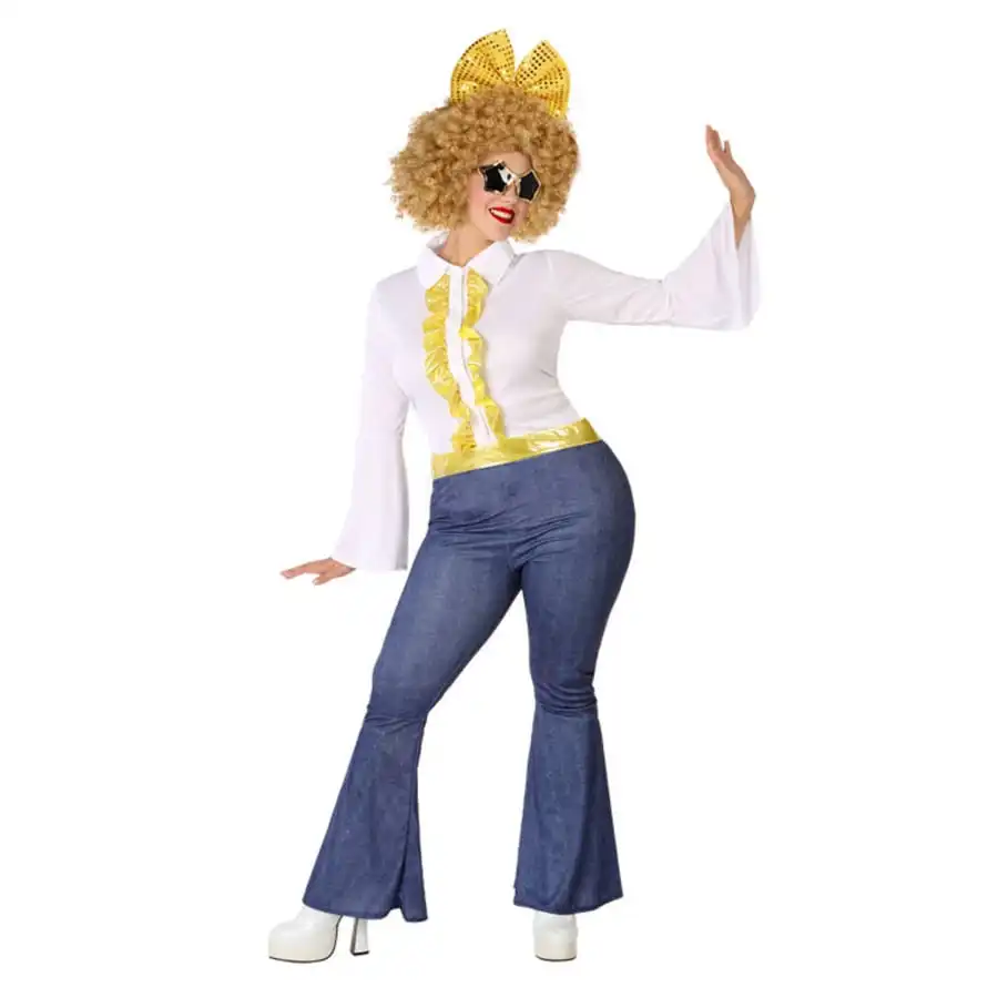Costume De Femme Disco Blanc Doré Grande Taille 1 Costume De Femme Disco Blanc Doré Grande Taille