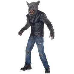 Costume De Loup Garou Avec Masque Intégral, Enfant