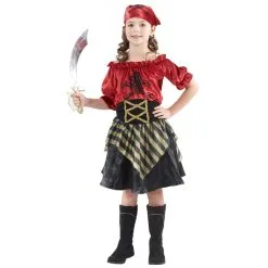 Costume De Petite Corsaire Rouge Effet Velours -Camouflage Soldes Boutique Costume de petite corsaire rouge effet velours 17387