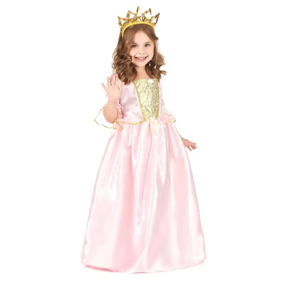 Costume De Petite Princesse Rose Coutures Dorées 2 Costume De Petite Princesse Rose Coutures Dorées – Image 2
