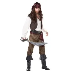 Costume De Pirate Avec Pantalon Ligné Marron