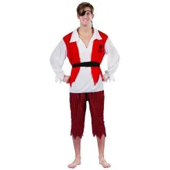 Costume De Pirate Rouge Blanc Noir Pour Adulte -Camouflage Soldes Boutique Costume de pirate rouge blanc noir pour adulte 27050