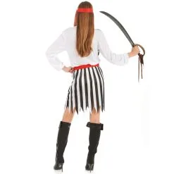 Costume De Piratesse Robe Rayée Noire Et Blanche -Camouflage Soldes Boutique Costume de piratesse robe rayee noire et blanche 15104