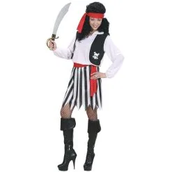 Costume De Piratesse Robe Rayée Noire Et Blanche -Camouflage Soldes Boutique Costume de piratesse robe rayee noire et blanche 15105