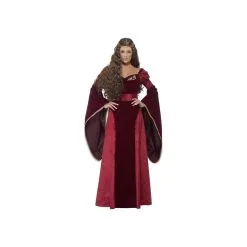 Costume De Reine Médiévale Rouge