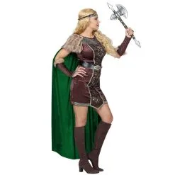 Costume De Reine Viking Avec Longue Cape -Camouflage Soldes Boutique Costume de reine viking avec longue cape 61196