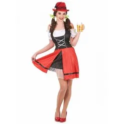 Costume De Serveuse Bavaroise Noire Et Rouge