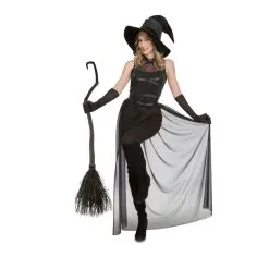 Costume De Sorcière Noire Avec Traine Transparente