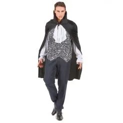 Costume De Vampire Avec Cape Et Jabot Blanc