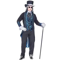 Costume De Vampire Des Années 1800 Bleu Et Noir