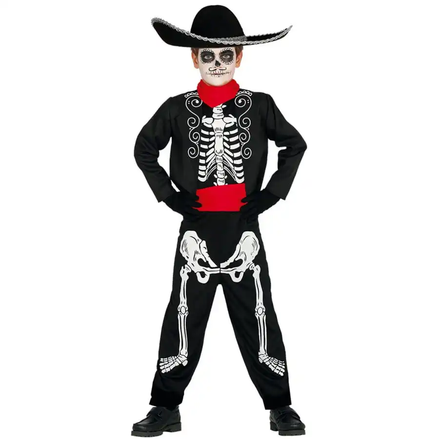 Costume Dia De Los Muertos Pour Enfant, Rouge Noir 1 Costume Dia De Los Muertos Pour Enfant, Rouge Noir