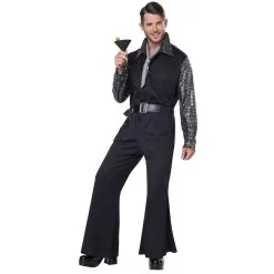 Costume Disco Noir Argenté Pour Homme