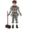 Costume Gris De Clown Tueur Ensanglanté, Enfant