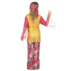 Costume Hippie Fleuri Rose Et Jaune Pour Fillette -Camouflage Soldes Boutique Costume hippie fleuri rose et jaune pour fillette 13552