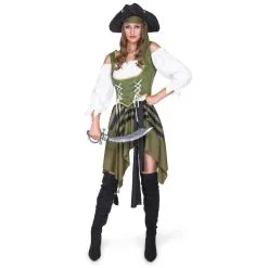 Costume Kaki Noir De Femme Pirate