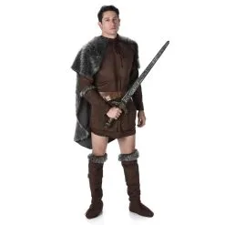 Costume Marron De Viking Avec Cape Grise