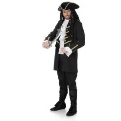 Costume Noir Doré De Capitaine Pirate