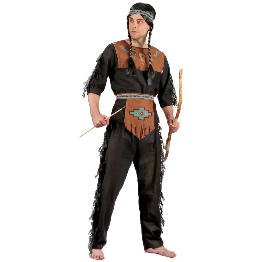 Costume Noir Et Marron D'homme Indien 1 Costume Noir Et Marron D'homme Indien