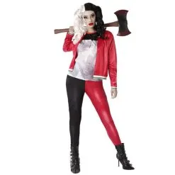 Costume Noir Rouge D'arlequin Tueuse Pour Femme