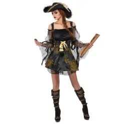 Costume Noir Satiné Et Dentelle De Piratesse