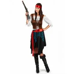 Costume Rayé Noir Bleu Dame Pirate Grande Taille