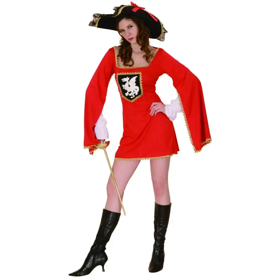 Costume Robe Courte Rouge De Femme Mousquetaire 1 Costume Robe Courte Rouge De Femme Mousquetaire