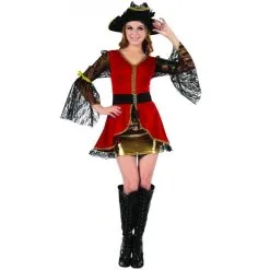 Costume Robe Courte Rouge Et Dorée De Piratesse -Camouflage Soldes Boutique Costume robe courte rouge et doree de piratesse 27059