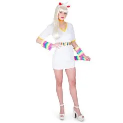Costume Robe Licorne Courte Blanche