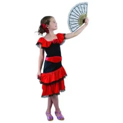 Costume Robe Noire Et Rouge Flamenco Pour Enfant
