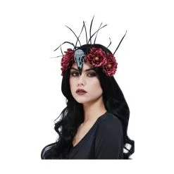 Couronne De Fleurs Avec Crâne D'oiseau Et Plumes