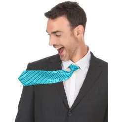 Cravate Turquoise Recouverte De Sequins