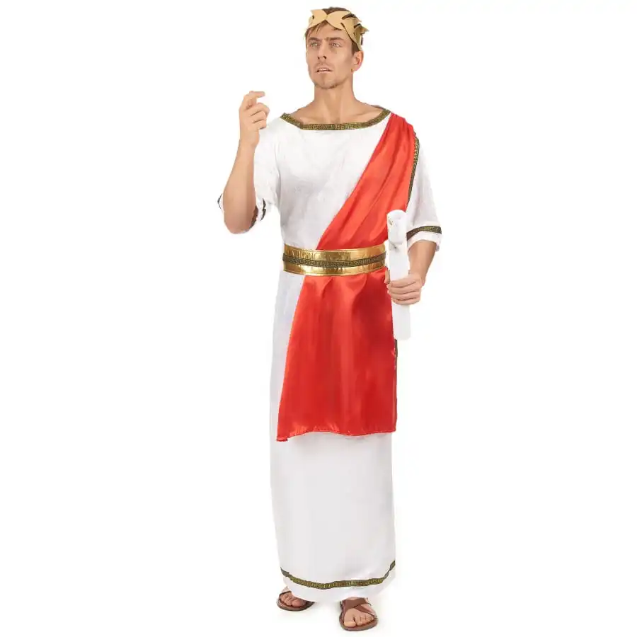 Déguisement Blanc De Jules César Avec Toge Rouge 1 Déguisement Blanc De Jules César Avec Toge Rouge