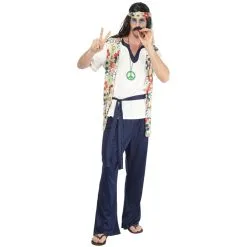 Déguisement De Hippie Avec Pantalon Bleu -Camouflage Soldes Boutique Deguisement de hippie avec pantalon bleu 15425