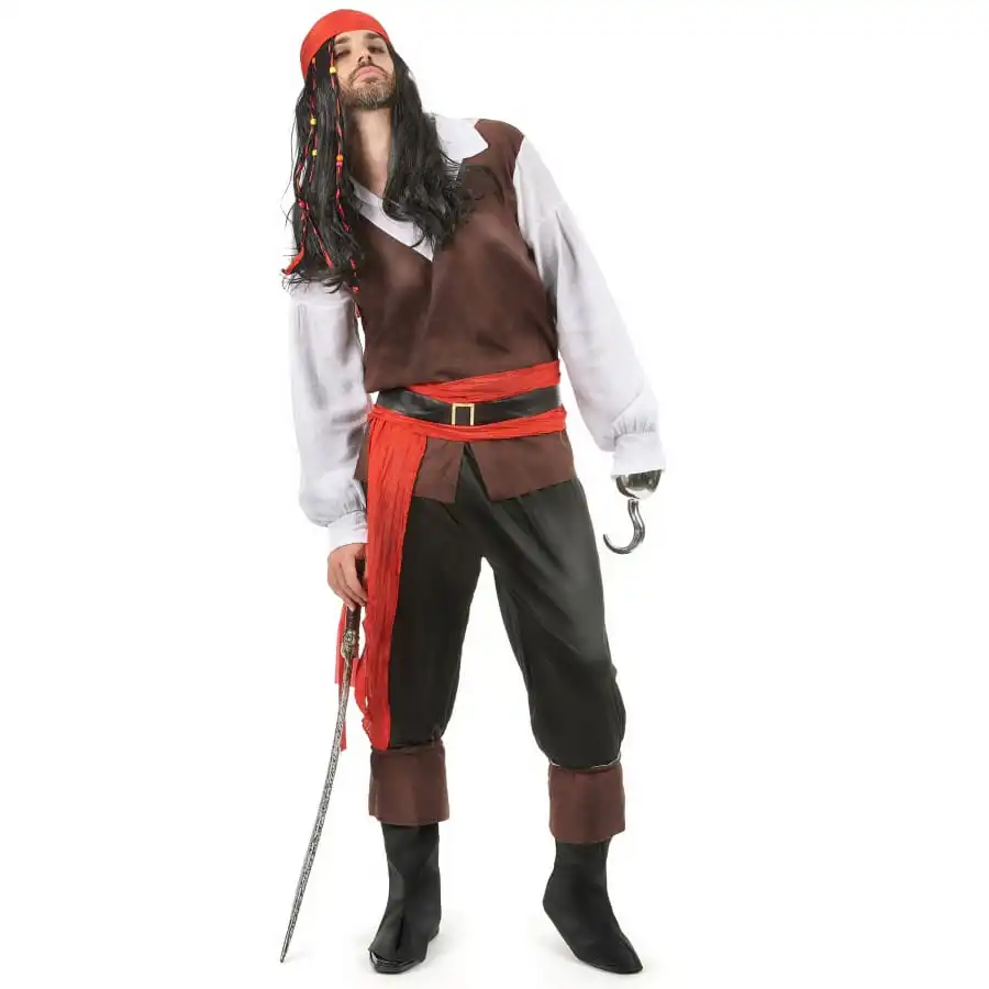 Déguisement De Pirate Noir Et Rouge Pour Homme 2 Déguisement De Pirate Noir Et Rouge Pour Homme – Image 2