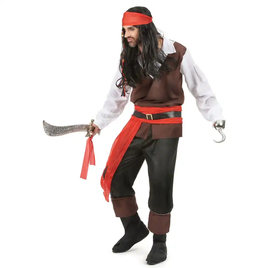 Déguisement De Pirate Noir Et Rouge Pour Homme 3 Déguisement De Pirate Noir Et Rouge Pour Homme – Image 3