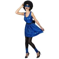 Déguisement Disco Bleue Paillettée Pour Femme