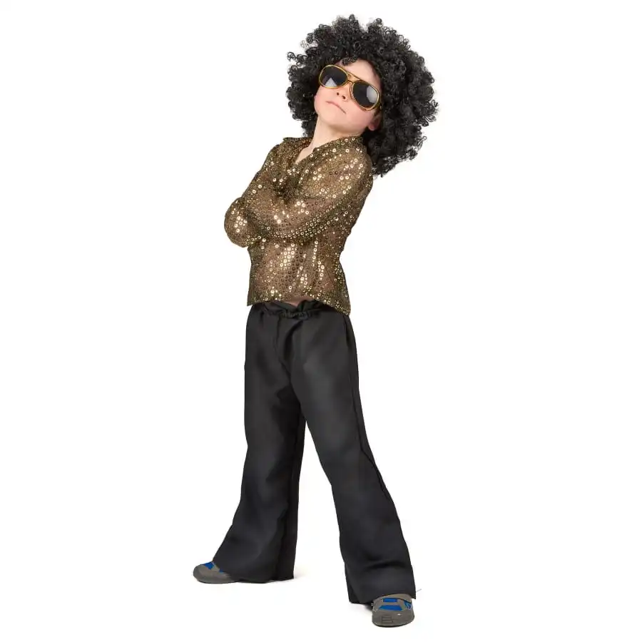 Déguisement Disco Noir Et Doré Pour Enfant 2 Déguisement Disco Noir Et Doré Pour Enfant – Image 2