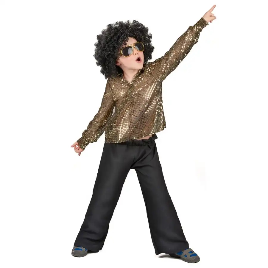 Déguisement Disco Noir Et Doré Pour Enfant 1 Déguisement Disco Noir Et Doré Pour Enfant